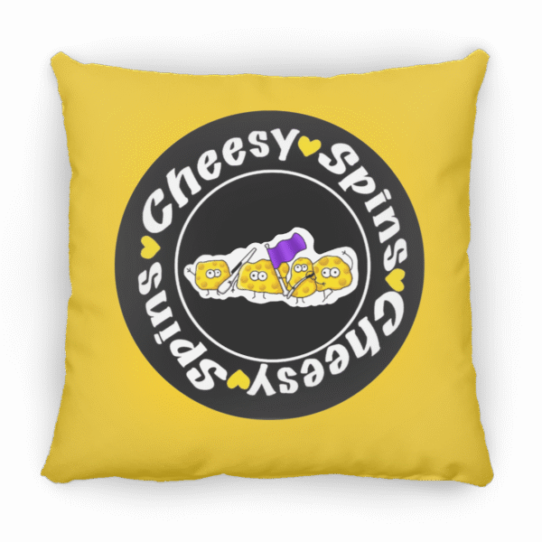 1279-13317-107899234 Cheesy Spins Official Small Square Pillow- Yellow