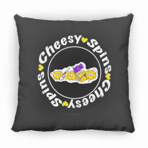 1279-13312-107899269 Cheesy Spins Official Small Square Pillow- Black