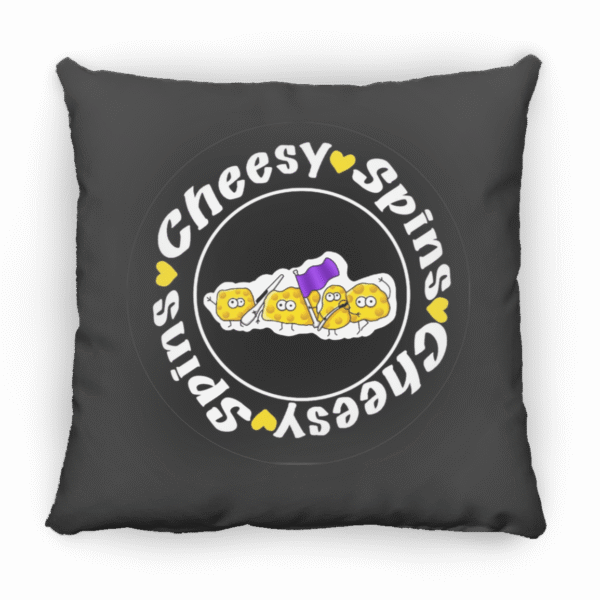 1279-13312-107899269 Cheesy Spins Official Small Square Pillow- Black