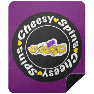 1480-15738-107899274 Cheesy Spins Official - Premium Black & Purple Sherpa Blanket 50x60