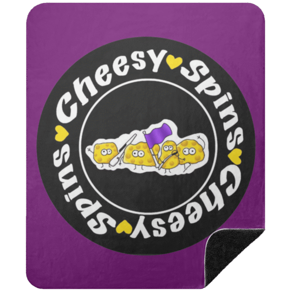 Cheesy Spins Official - Premium Black & Purple Sherpa Blanket 50x60