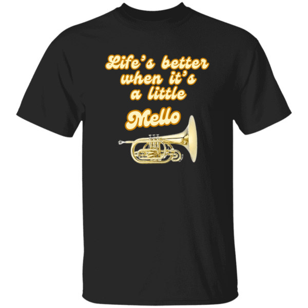 Life's Better When it's a Little Mello T-Shirt - Light Blue, Black, Sand